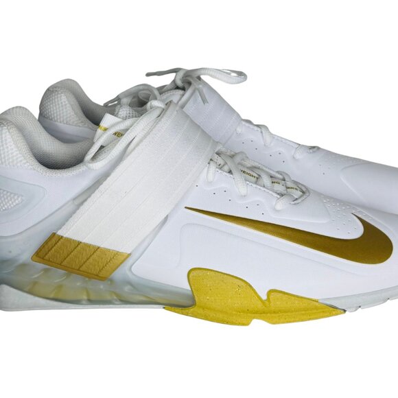 Nike Savaleos White Metallic Gold Weight Lifting Shoes CV5708-101 Men\'s Size 12